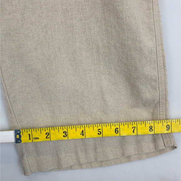 Per Se Linen Pants Women XL Tan Adjustable Drawstring Waist Lagenlook Beachy - Picture 6 of 11